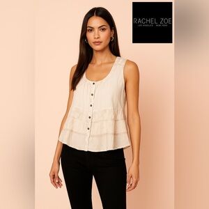 Rachel Zoe Sleeveless Embroidered Top Rustic Pink Blouse
